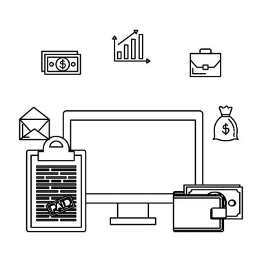 vergi mali simgeleri ile masaüstü bilgisayar