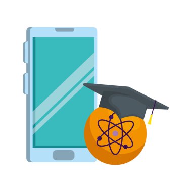 Mezuniyet şapka ve atom ile Smartphone