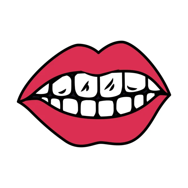 Icona bocca femminile isolata — Vettoriale Stock