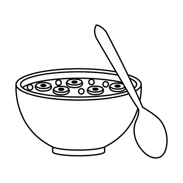 Cereal dish with spoon — Stock Vector