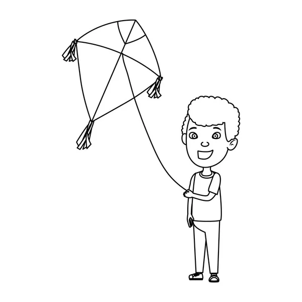 Kleine jongen vliegende kite — Stockvector