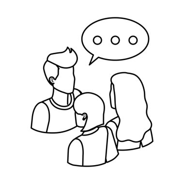 bir grup insan konuşma balonu avatarları ile