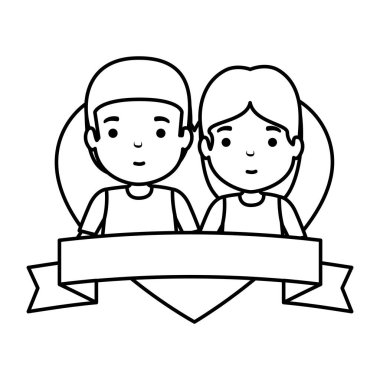 Genç çift kalp avatarları karakter