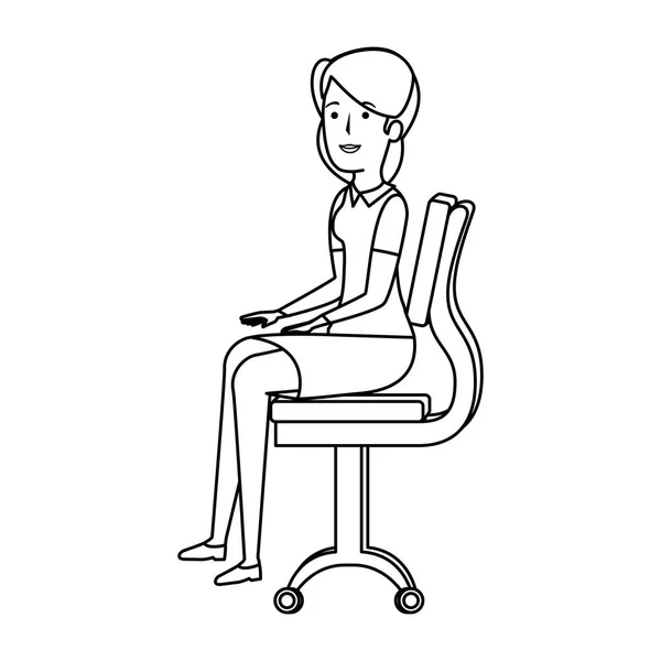 Ofis sandalye karakteri oturmuş işkadını — Stok Vektör