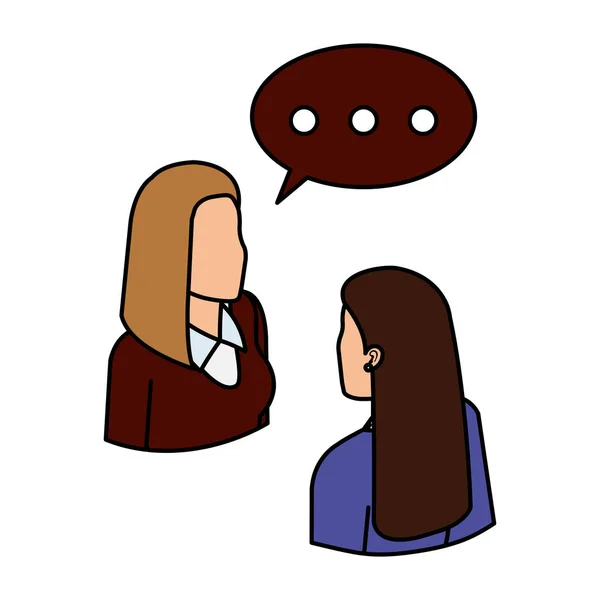 Couple businesswomen with speech bubble — Stock Vector