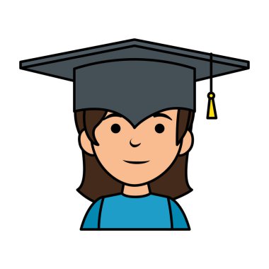 şapka mezuniyet ile küçük kız öğrenci