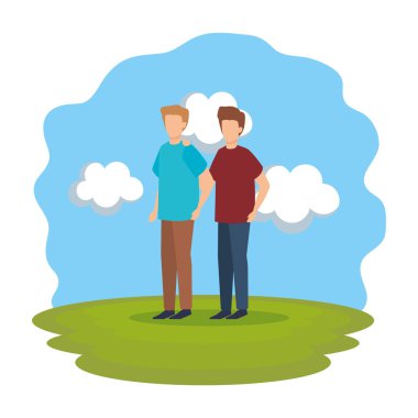 parkta genç ve rahat bir çift erkekler