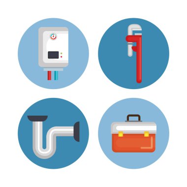 satırı araçları sıhhi tesisat Icons set