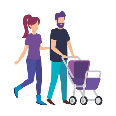 Ebeveynler sepeti bebek karakterlerle çift