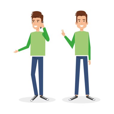 farklı pozlar yapan genç erkek