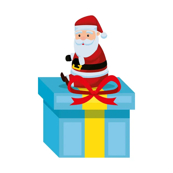 Рождественский Санта-Клаус с подарочной коробкой — стоковый вектор