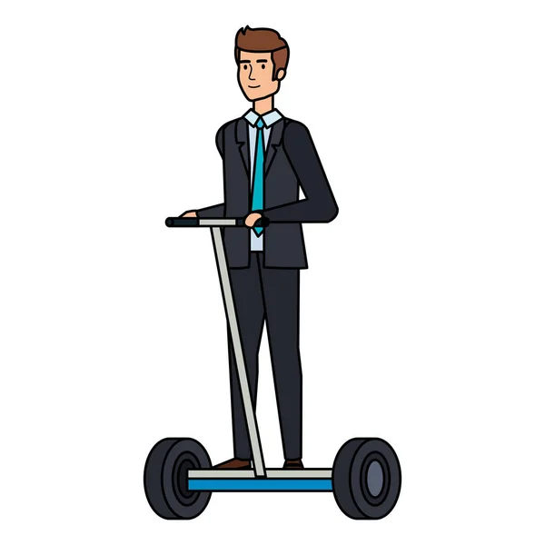 Homme d'affaires en e-scooter pliant — Image vectorielle