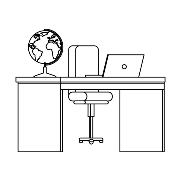 Teacher desk isolated icon — Stock Vector