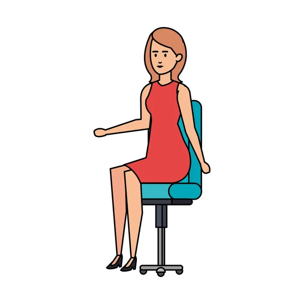 Vrouw in bureaustoel — Stockvector