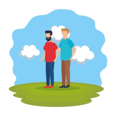 parkta genç ve rahat bir çift erkekler