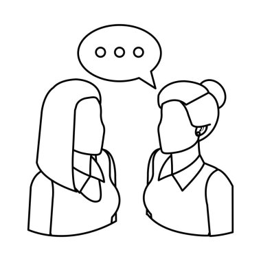 Çift iş kadınları ile konuşma balonu