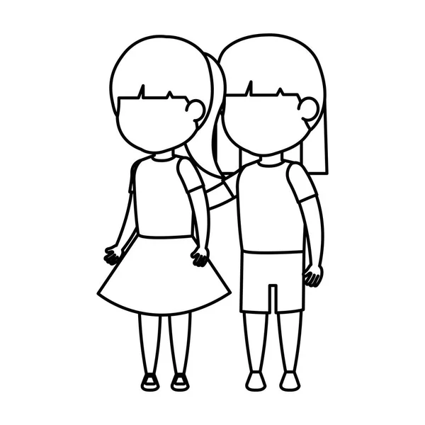 Mignon petites filles couple — Image vectorielle