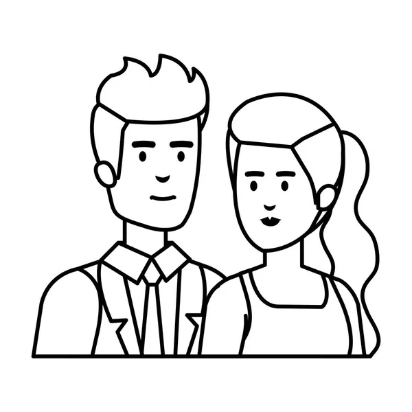 Business couple avatars characters — Stock Vector