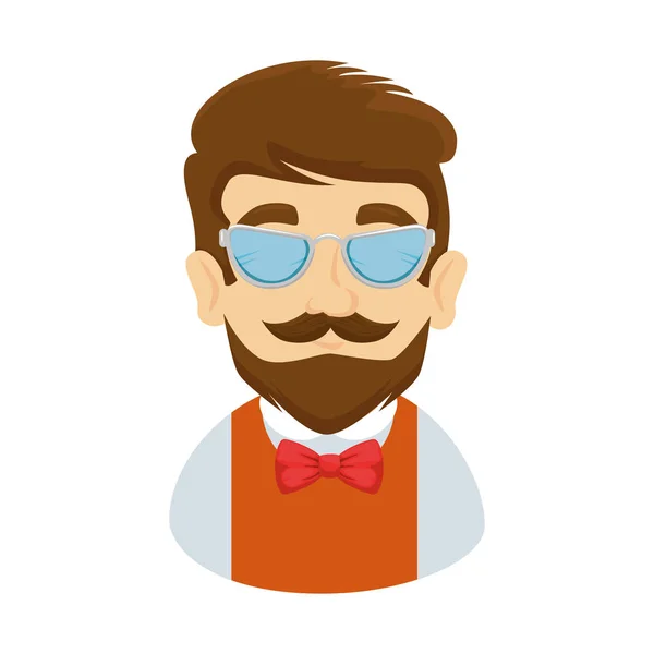 Homem hipster com bigode e óculos —  Vetores de Stock