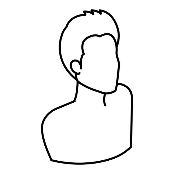 Jovem homem sem camisa avatar personagem — Vetor de Stock