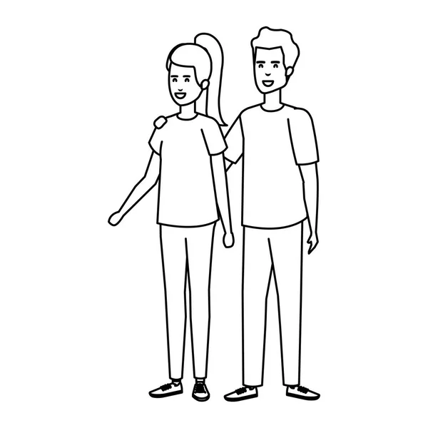 Icônes de personnages avatar couple — Image vectorielle