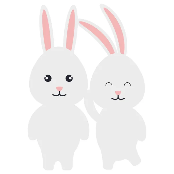 Cute rabbits couple characters — Stock Vector