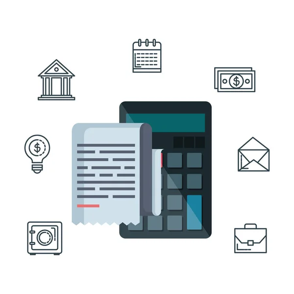 Calculator math with tax financial — Stock Vector