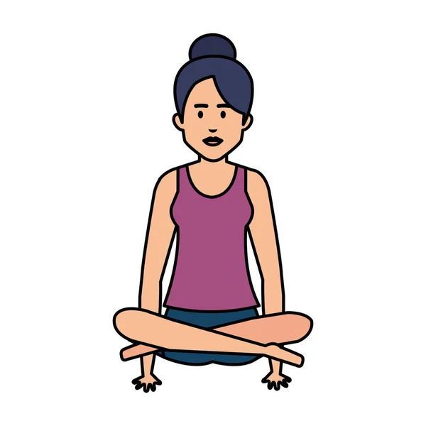 Mujer practicando Yoga Posición — Vector de stock