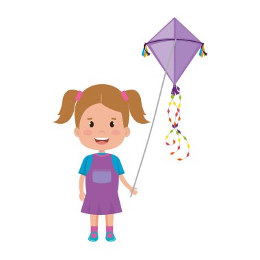 güzel küçük kız uçurtma karakteri ile oynamak
