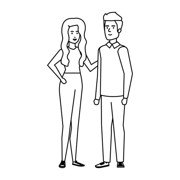 Icônes de personnages avatar couple — Image vectorielle