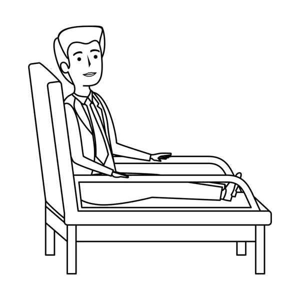 Hombre de negocios sentado en silla psiquiatra — Archivo Imágenes Vectoriales