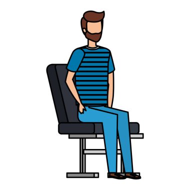 Sakallı Havaalanı sandalyede oturan genç adam