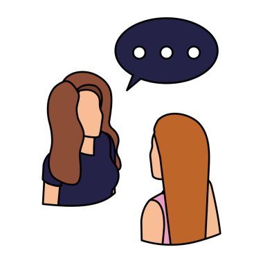 Çift iş kadınları ile konuşma balonu