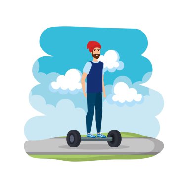 hoverboard yolda elektrik genç adam