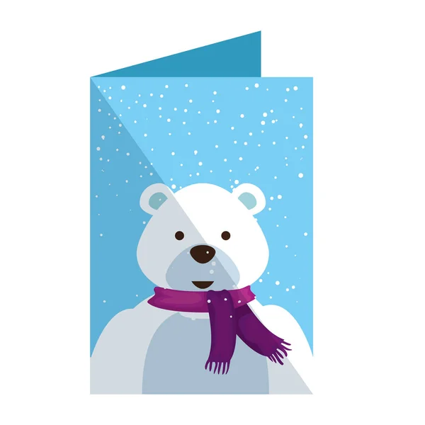 Kort med söta polar bear jul — Stock vektor