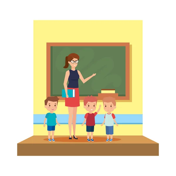 教室で男の子と女教師 — ストックベクタ