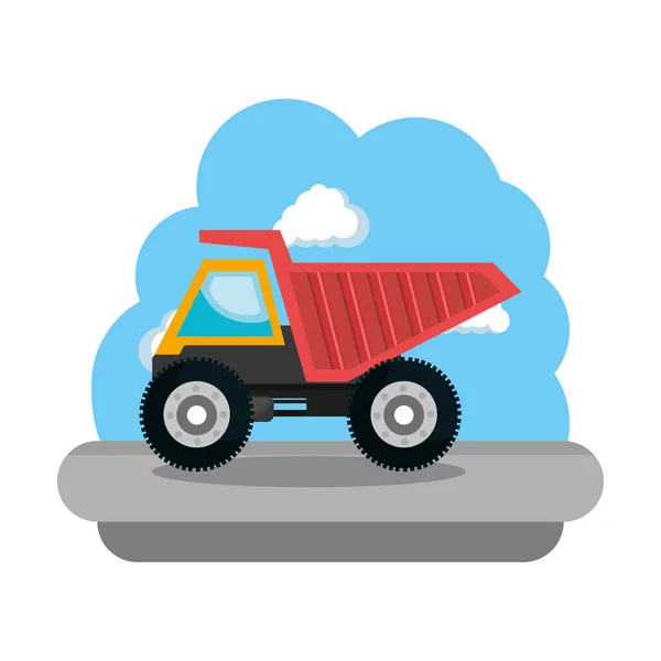Construcción camión volquete icono del vehículo — Vector de stock