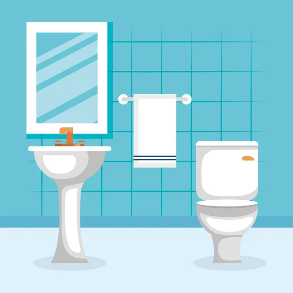 Baño escena aislado icono — Vector de stock