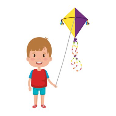 uçurtma ile oynayan sevimli küçük çocuk