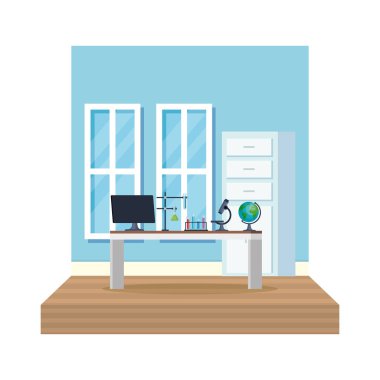 Laboratuvar ofis işyeri sahne