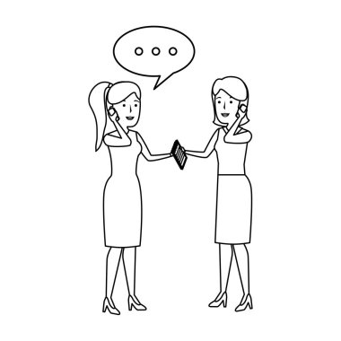 konuşma balonları ile zarif iş kadınları