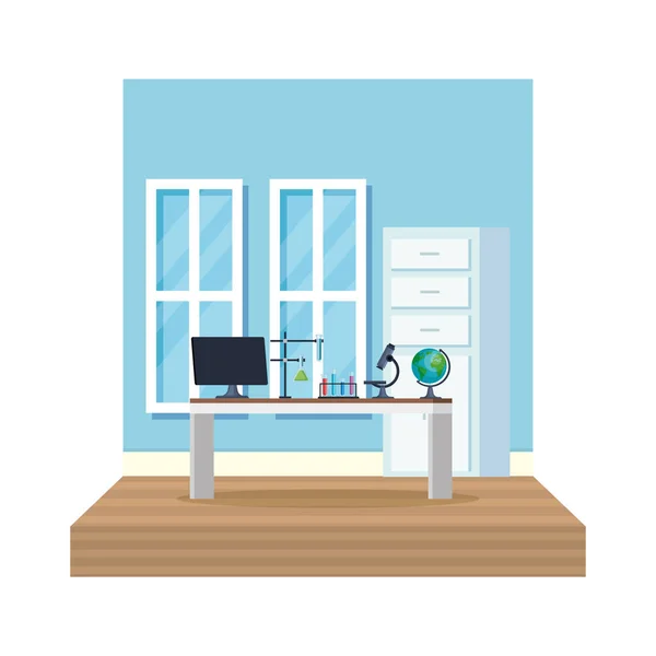 Laboratory office workplace scene — Stock Vector