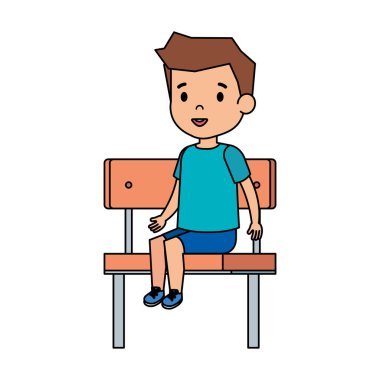 schoolchair içinde oturan sevimli küçük çocuk