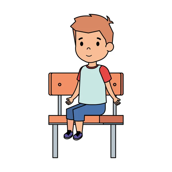 Lindo niño sentado en la silla de la escuela — Vector de stock