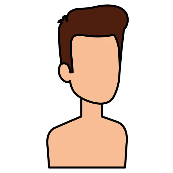 Young man shirtless avatar character — Stock Vector