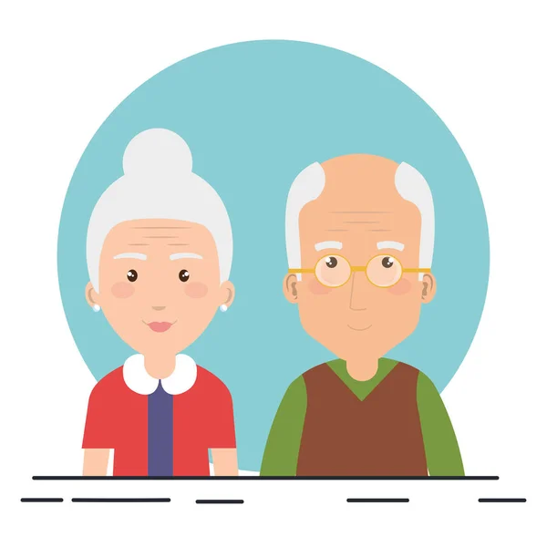 Abuelos pareja avatares caracteres — Vector de stock
