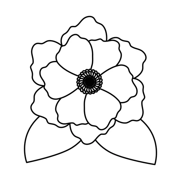 Linda flor con hojas decorativas — Vector de stock