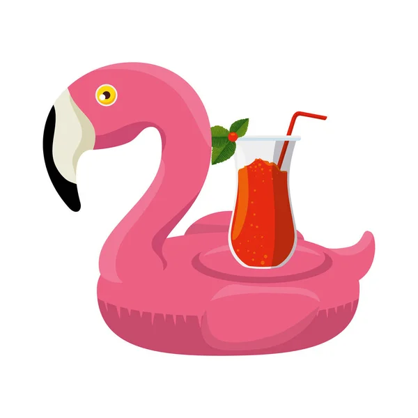 elegant flamingo bird float with cocktail