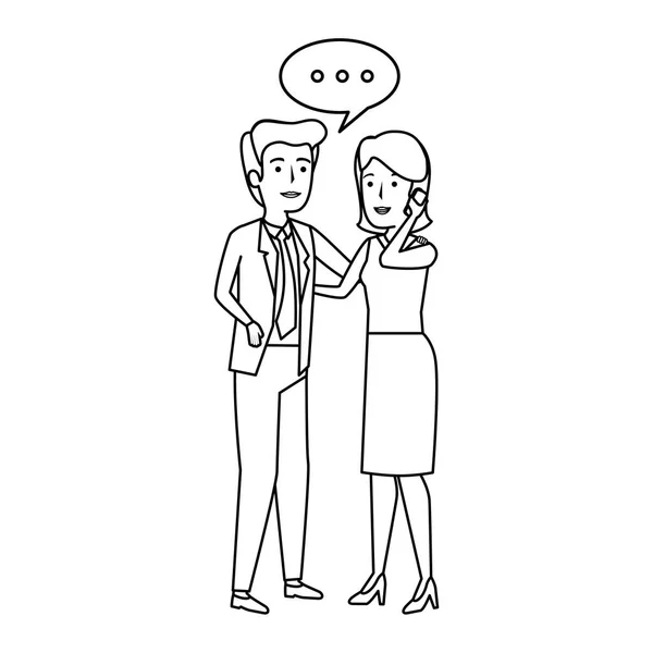 Pareja de negocios hablando con smartphone — Vector de stock