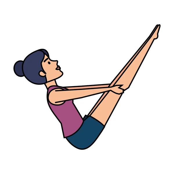 Femeia care practica pozitia de yoga — Vector de stoc